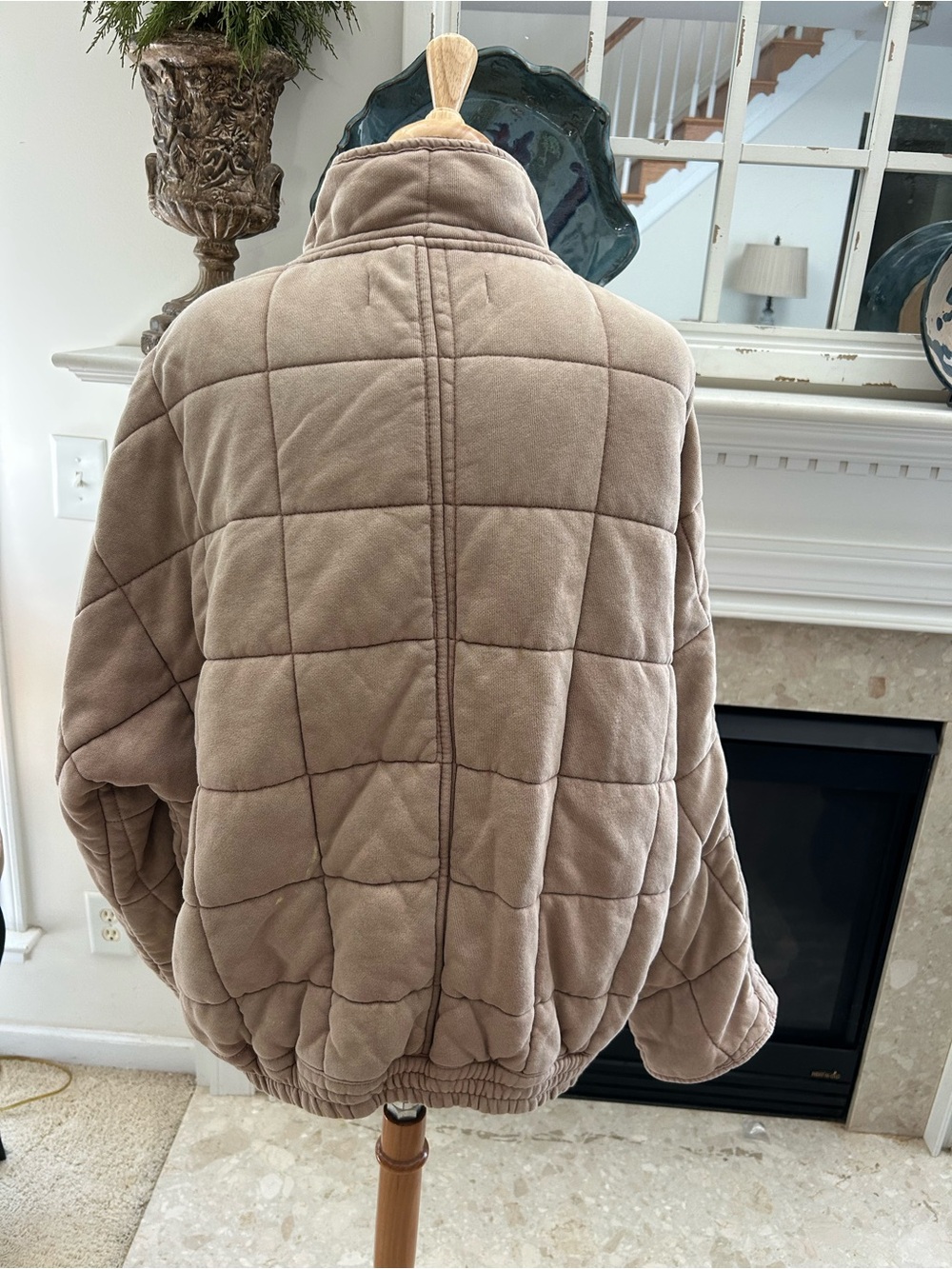 Free People Quilted Diamond, Dolman Knit Jacket in Tan - Picture 7 of 9